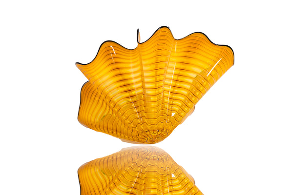 Dale Chihuly Radiant Yellow Persian with Black Lip Wrap Signed Original Hand Blown Contemporary Glass Art