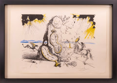 Cosmic Rays Resuscitating Soft Watches Color Lithograph, Surrealist Contemporary Art