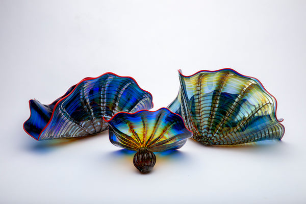 Original 5 Piece Cobalt Persian Set Glass, Contemporary Art 35K appraisal
