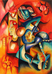 Alexandra Nechita、Moody Guitarist、希少画集画 Alexandra Nechita、Moody Guitarist、希少画集画