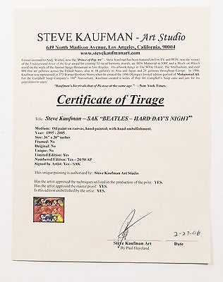Steve Kaufman Beatles Hard Days Night Original Painting Album Memorabilia Signed