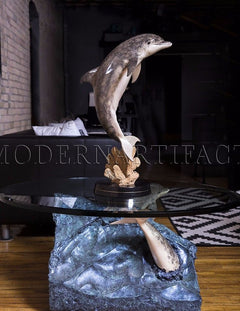 Dolphin Experience Sculpture Art Furniture Coffee End Table $20k