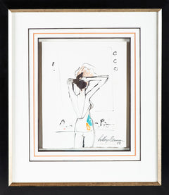 LeRoy Neiman Mixed Media Original Painting Drawing Female Not Nude Show Girl Ceasar's