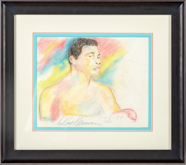 Original Colored Pencil Drawing Muhammad Ali Signed Dated Rare