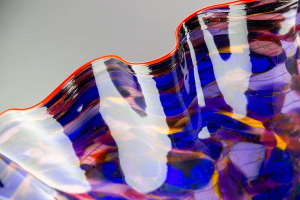 Dale Chihuly Royal Blue Macchia with Para Red Lip Original Handblown Glass Signed Contemporary Art
