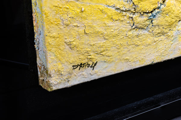 Jamali Yellow Fresco Tempura Painting Signed Original Contemporary Art Painting