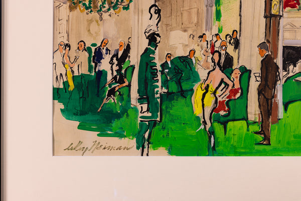LeRoy Neiman, Original Authentic Water Color Painting Hotel Party