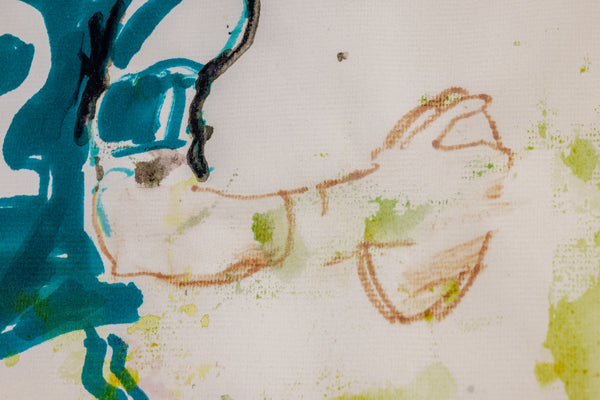 Leroy Neiman Signed Original Painting of Joe Namath with Watercolor Marker