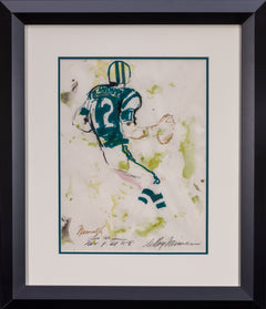 Leroy Neiman Signed Original Painting of Joe Namath with Watercolor Marker