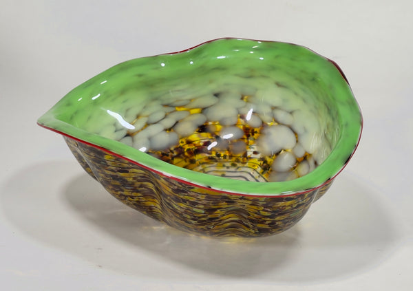 Dale Chihuly Original Lime Green Macchia with Red Lip Wrap Handblown Glass, $8,000 Apprasial