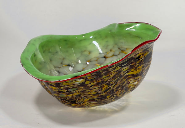 Dale Chihuly Original Lime Green Macchia with Red Lip Wrap Handblown Glass, $8,000 Apprasial