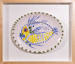 Pablo Picasso Authentic Signed Ceramic Plate Poisson Fond Blanc, A.R. 168