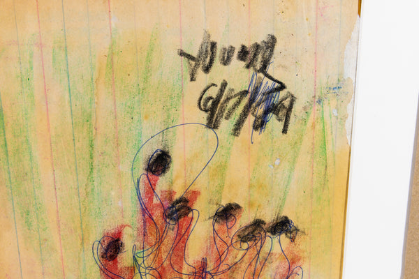 Purvis Young Dual-Sided Signed Original Figurative Crayon and Ink Drawing
