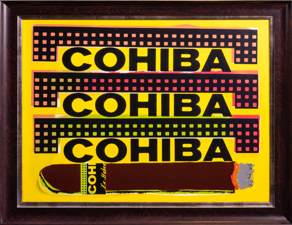 Steve Kaufman Cohiba Cigar Original Oil Painting Man Cave Lady Layer Tobacco