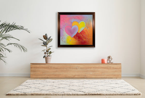 Steve Kaufman Large Hearts Pop Art Painting Large Original Oil Painting Signed