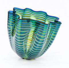 Dale Chihuly Signed Teal Blue Seaform Persian Basket Original Hand Blown Glass Sculpture