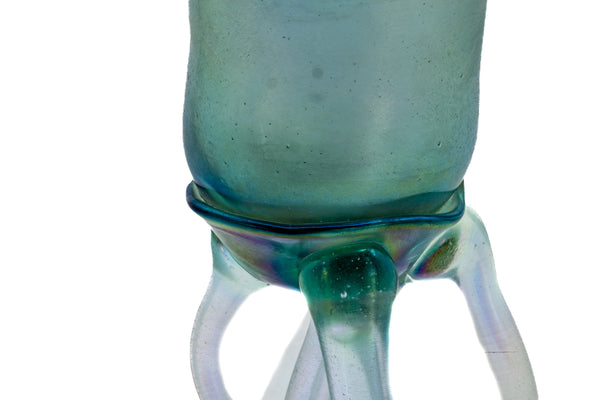 Mary Ann Toots Zynsky 1970s Hand Blown Glass Leg Goblet, Green $7500 Appraisal
