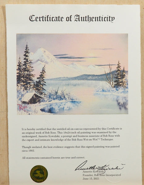 Bob Ross Rare Signed Original Arctic Winter Day 18" x 24" Oil on Canvas Painting