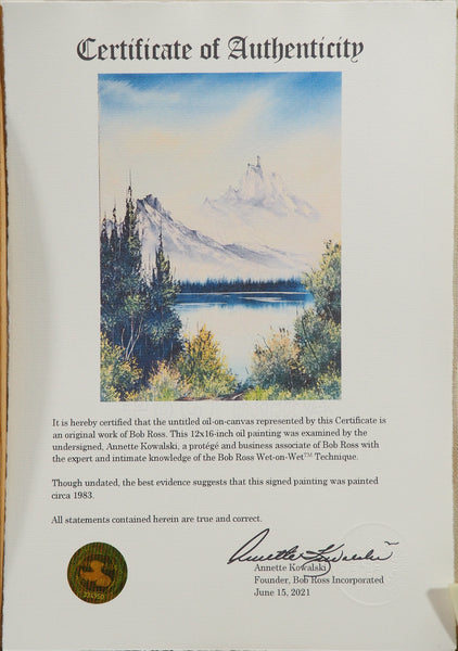 Bob Ross Rare Signed Original Mountain Serenity Oil on Canvas Painting