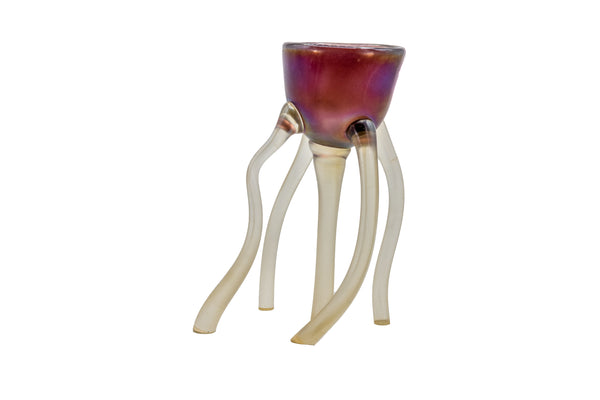 Mary Ann Toots Zynsky 1970s Hand Blown Glass Leg Goblet Purple II $7500 Appraisal