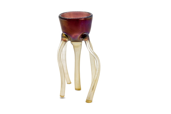 Mary Ann Toots Zynsky 1970s Hand Blown Glass Leg Goblet Purple II $7500 Appraisal